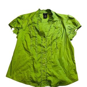 Vibrant Green Ruffled Blouse